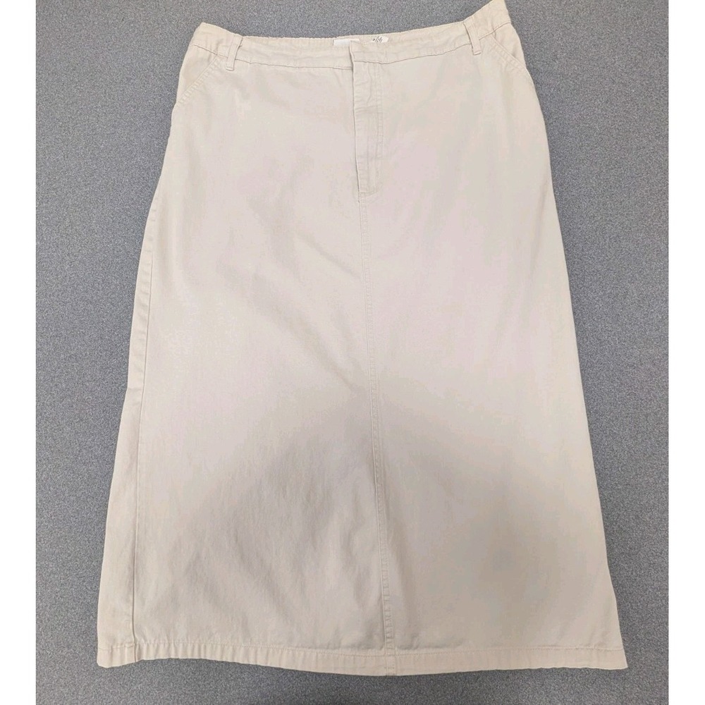 Kim Rodgers Women's Size 16 Beige Khaki Skirt Zip Midi Workwear Casual Cotton